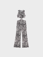 %Pto% Animalprint cut out jumpsuit off white