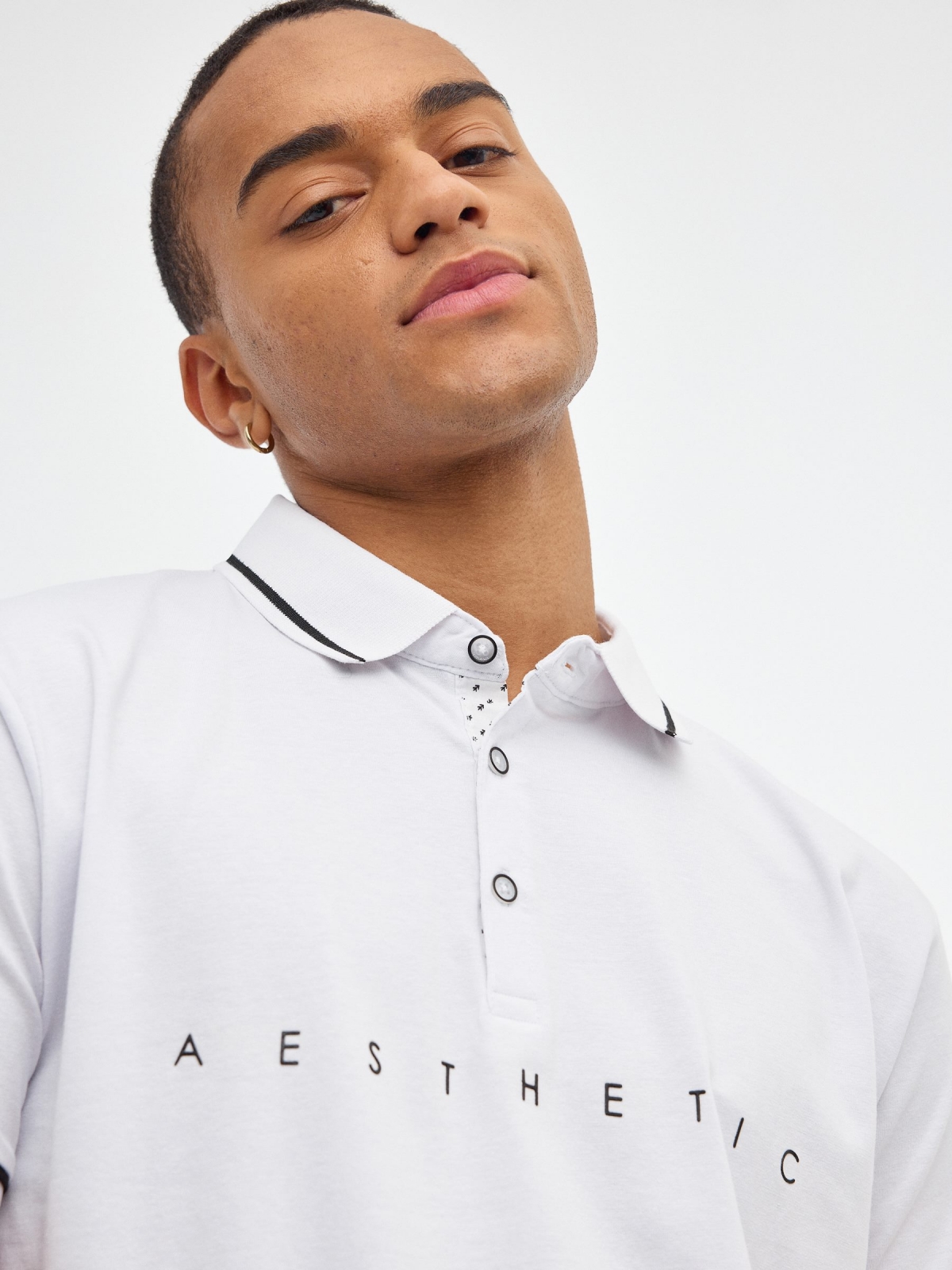 AESTHETIC polo shirt white detail view