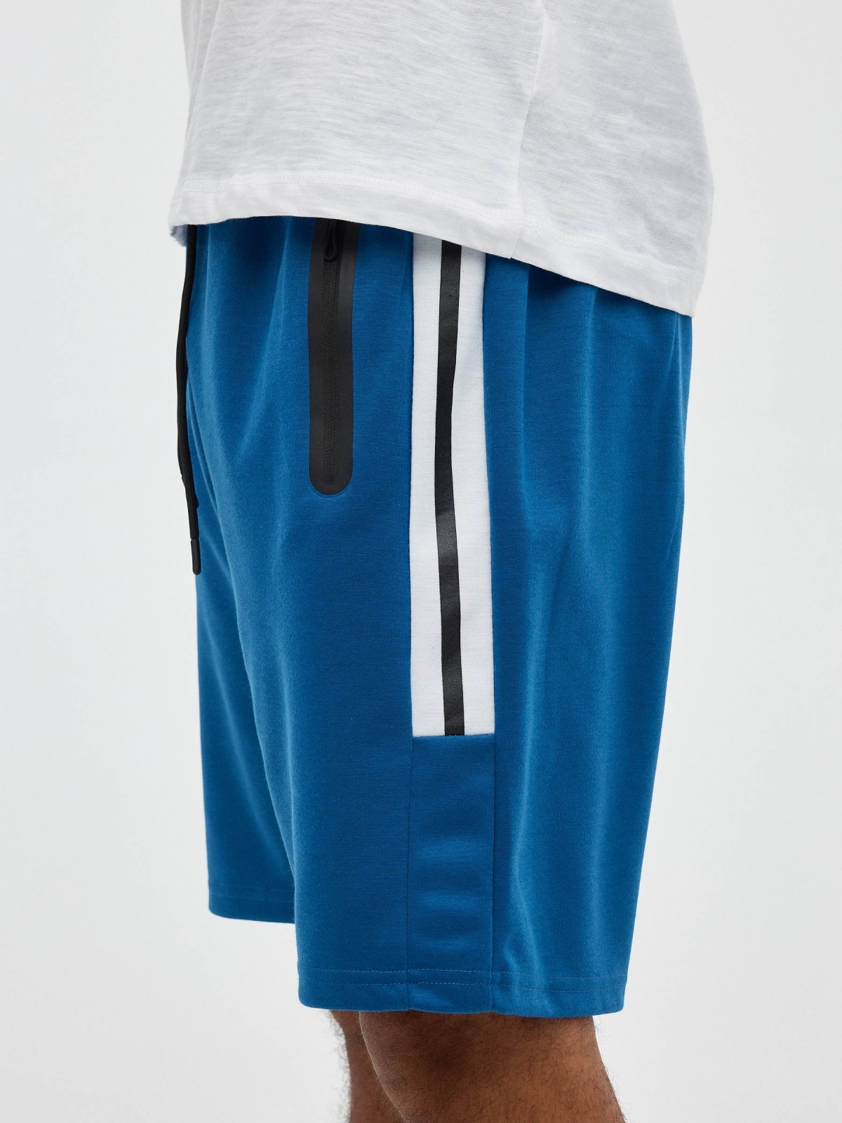 Blue Bermuda jogger shorts electric blue detail view