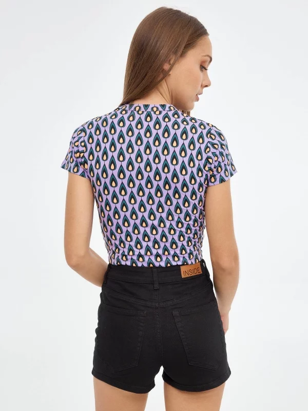 Shorts slim high rise preto vista meia traseira