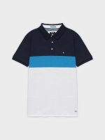 %Pto% Woven striped polo shirt navy