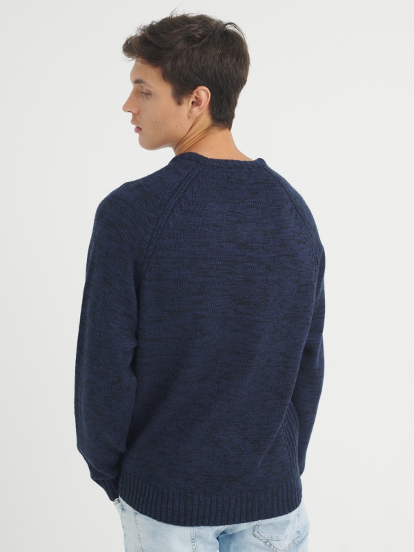Marbled knitted sweater blue middle back view