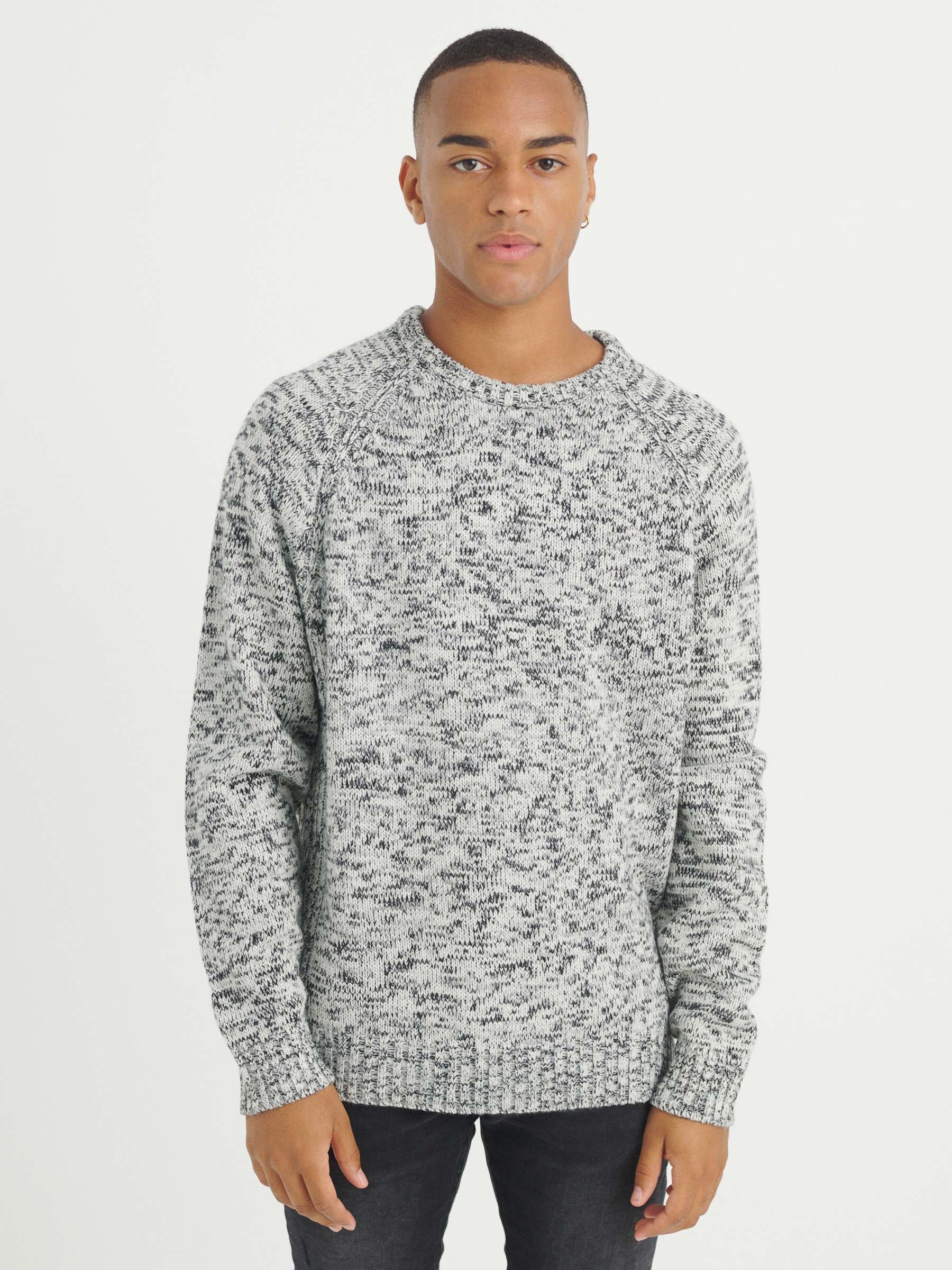 Jersey de punto jaspeado gris claro vista media frontal