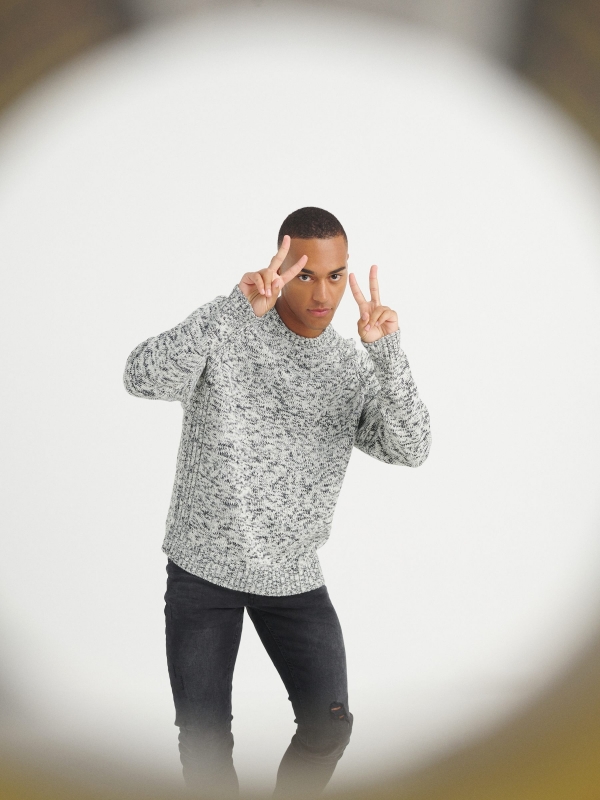  Marbled knitted sweater light grey