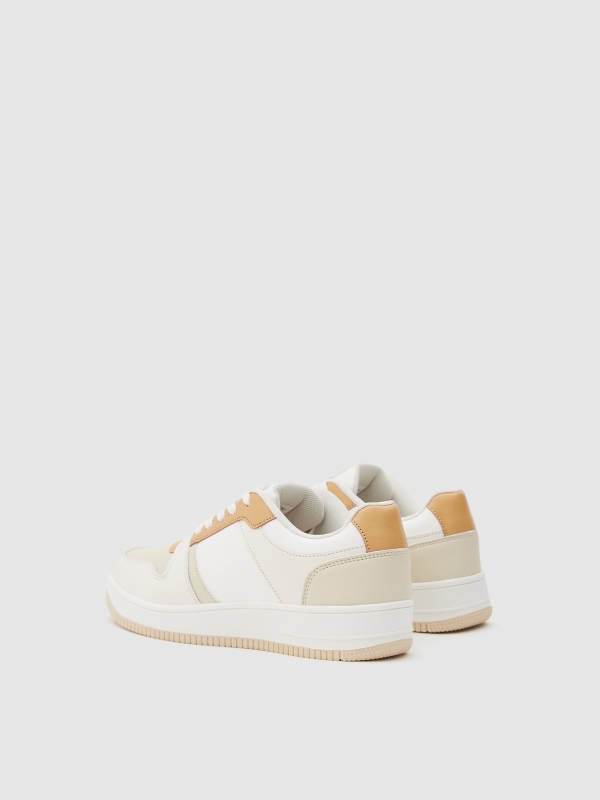 Casual platform sneaker beige 45º back view