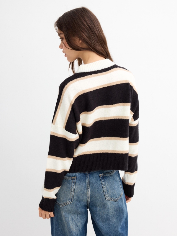 Oversized striped sweater white middle back view