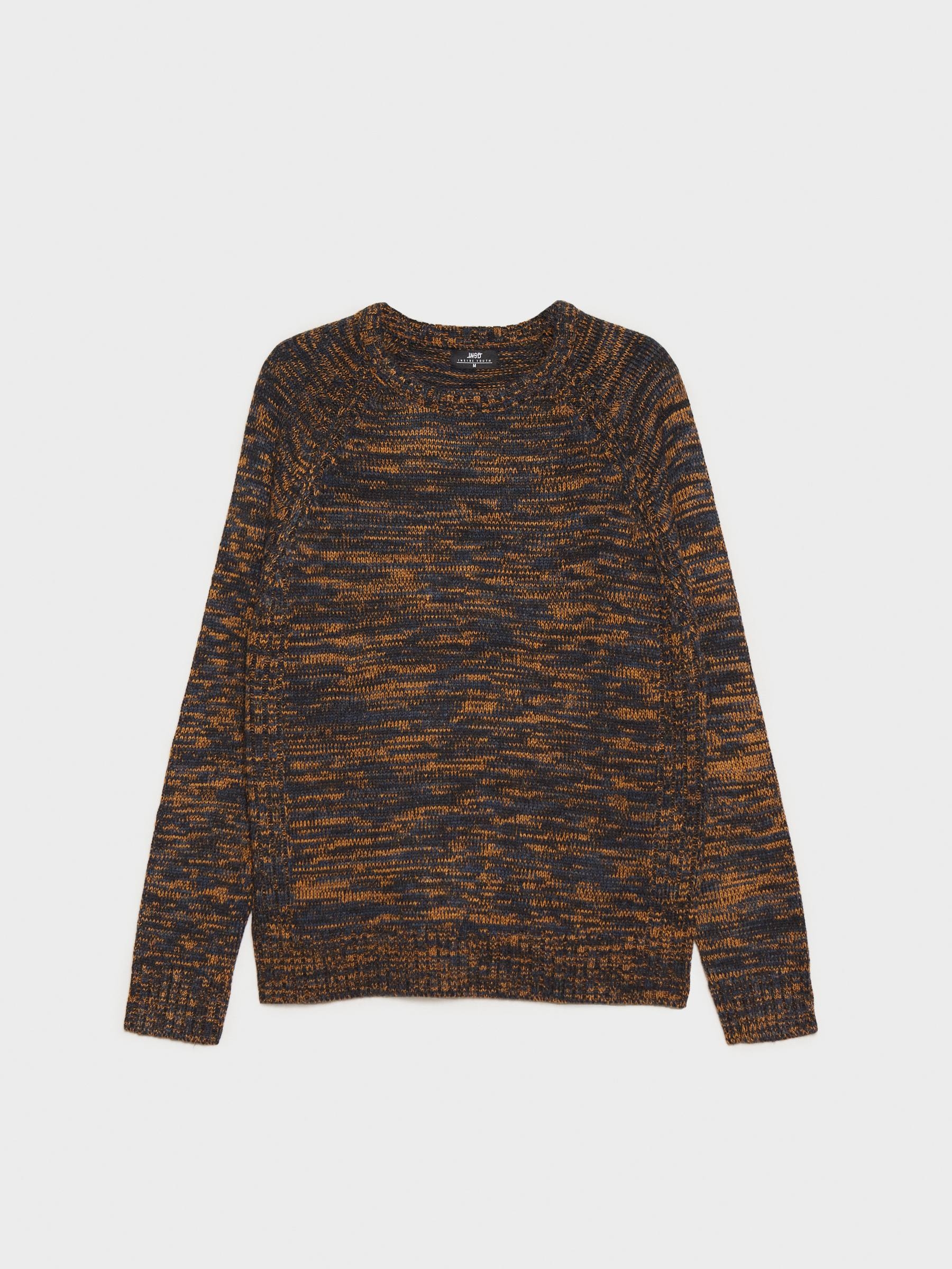 Marbled knitted sweater ochre middle front view