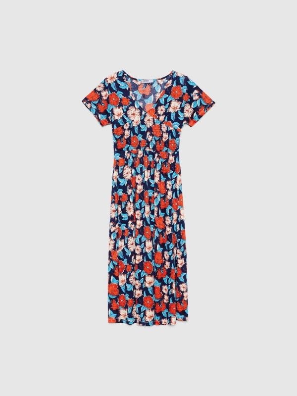  Vestido midi estampado abeja azul marino