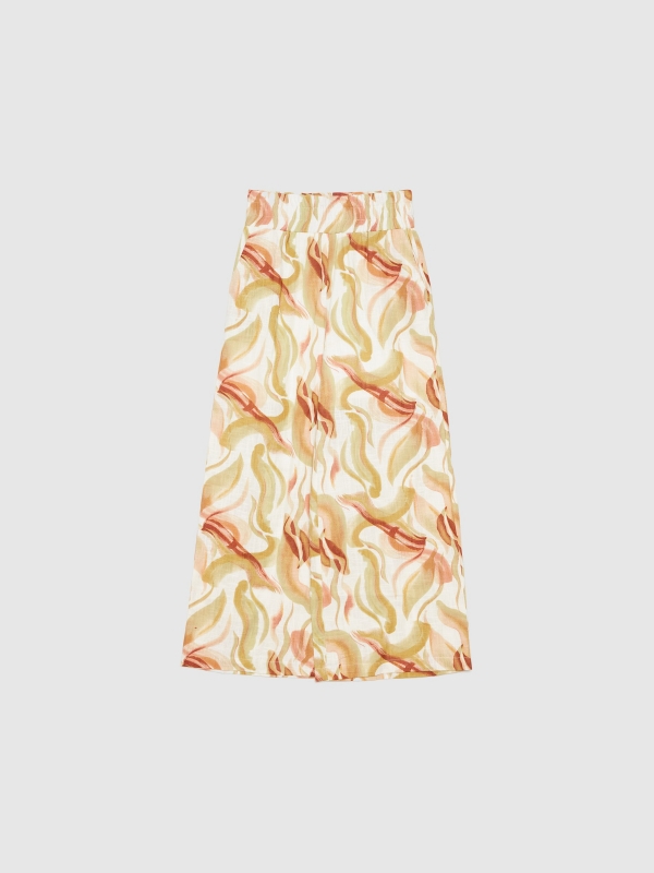  Printed wide-leg pants beige