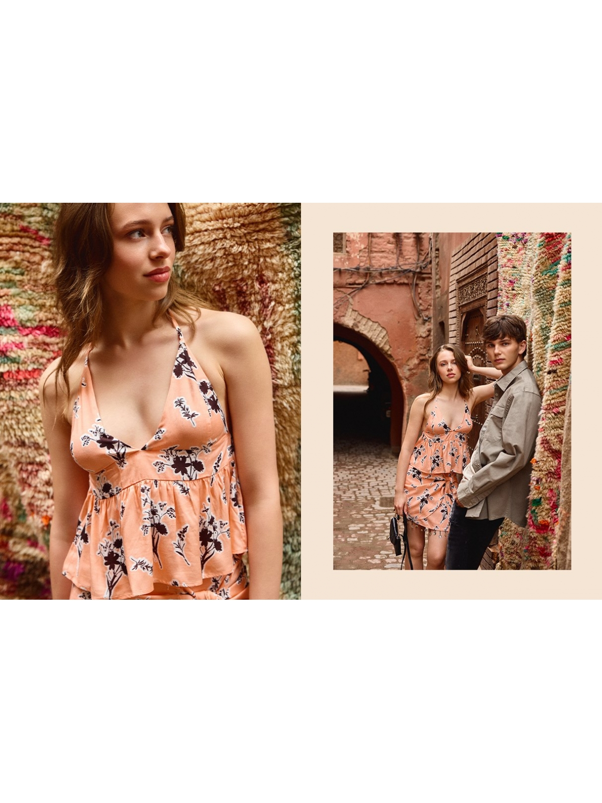 %NewExtra% Top blouse tied at the neck peach