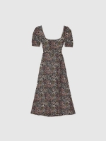 %Pto% Vestido midi espalda lazos animal multicolor
