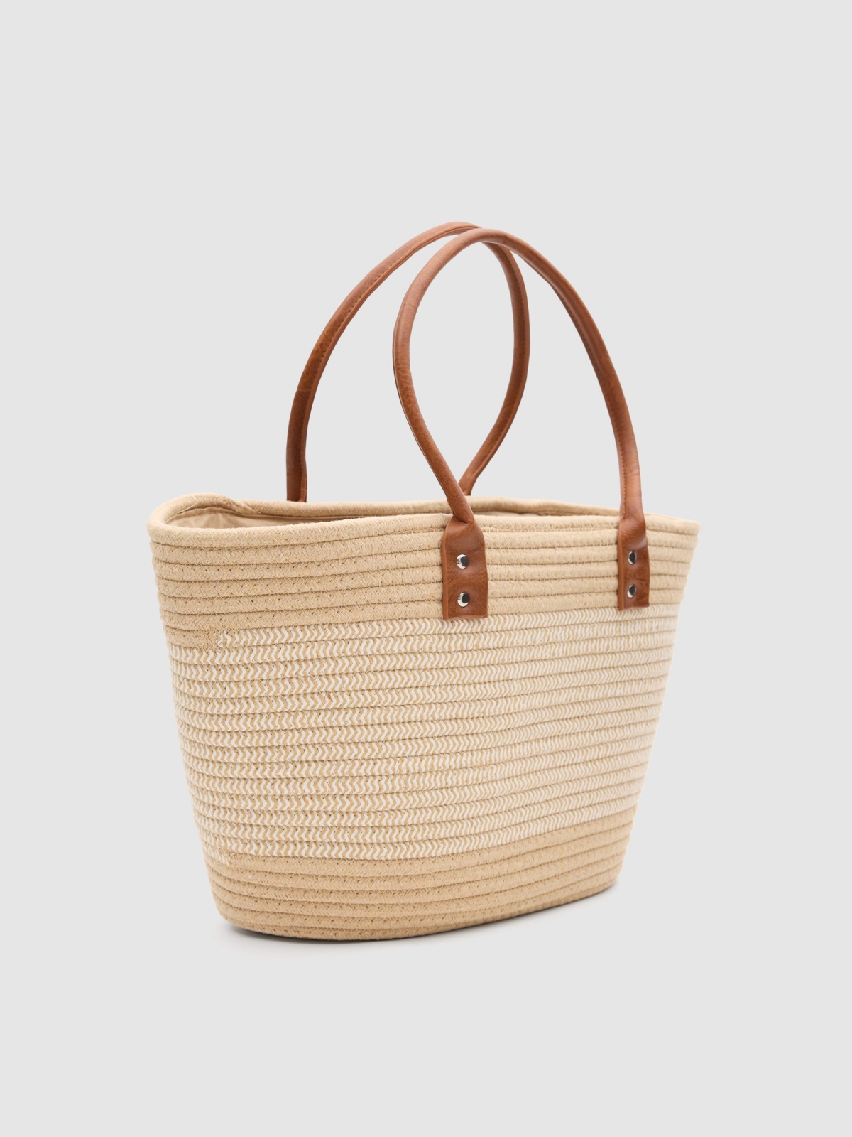 Jute basket bag brown 45º side view