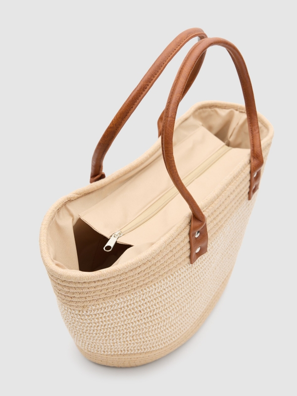 Jute basket bag brown detail view