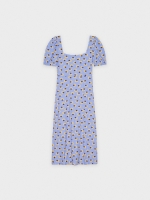 %Pto% Vestido midi espalda lazos flores azul