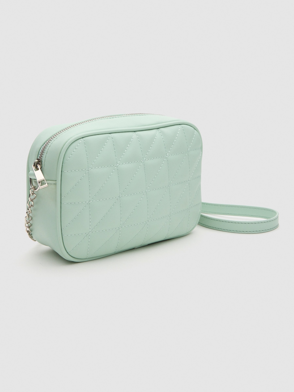 Bolsa de ombro acolchoada verde claro vista lateral 45º