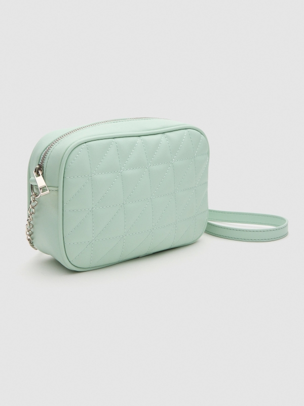Bolsa de ombro acolchoada verde claro vista lateral 45º