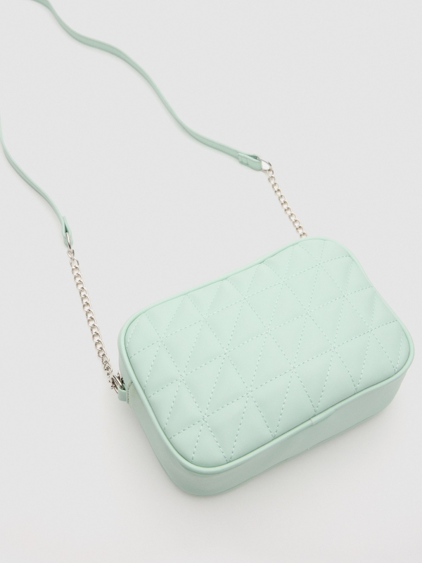 Bolsa de ombro acolchoada verde claro vista detalhe