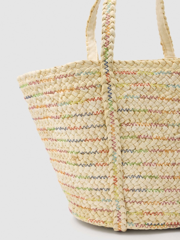 Jute shopper bag beige 45º side view