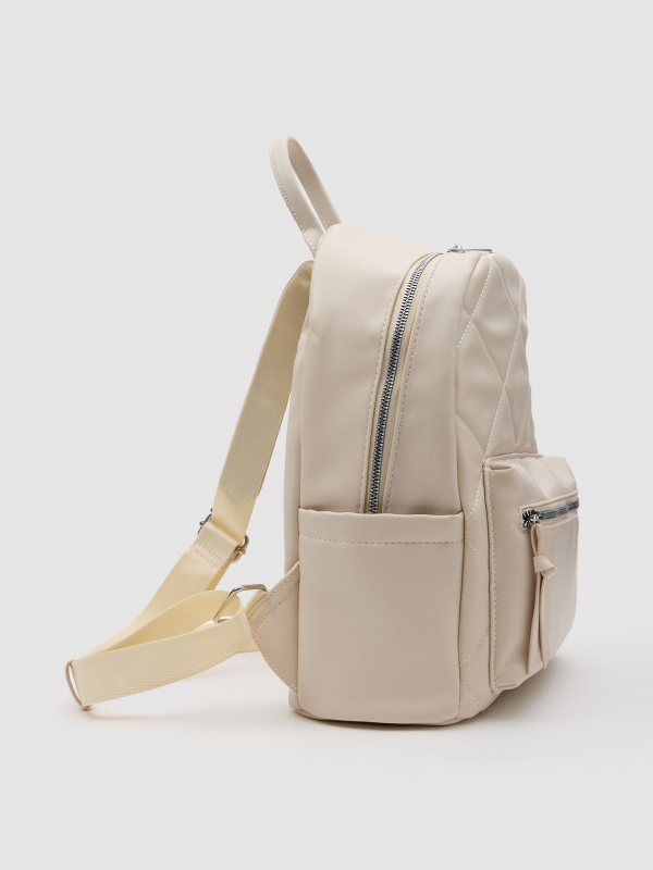 Leatherette backpack white 45º side view