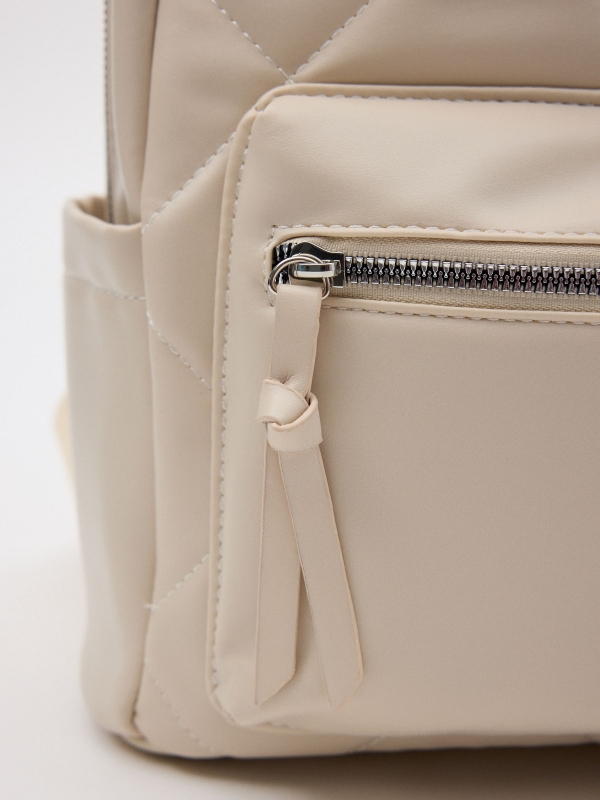 Leatherette backpack white detail view