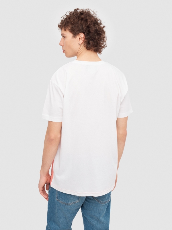 Tropical textured t-shirt pink middle back view