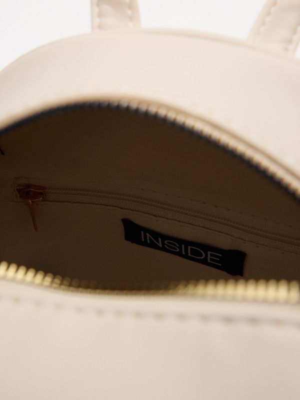 Leatherette backpack white detail view