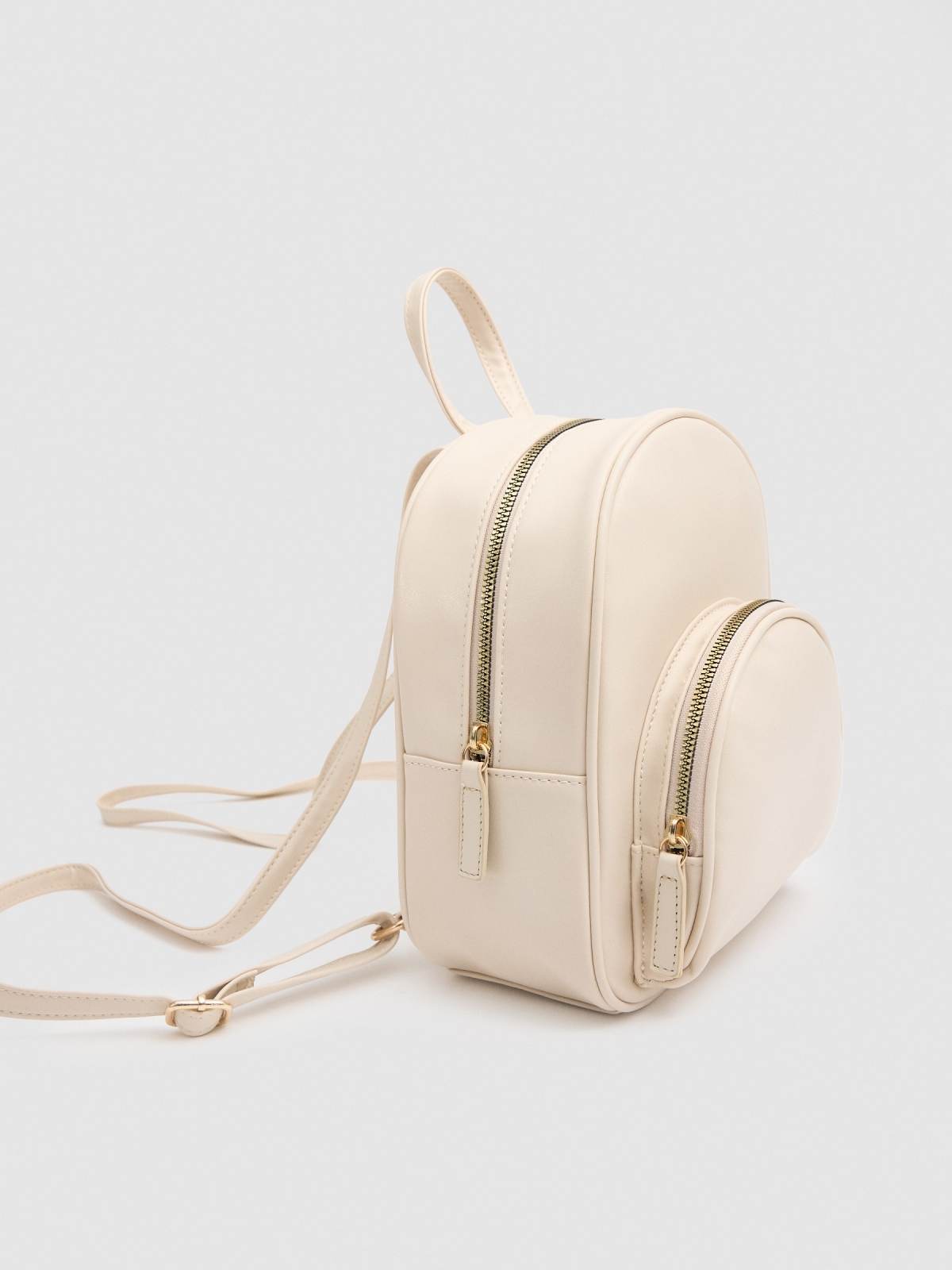 Leatherette backpack white detail view