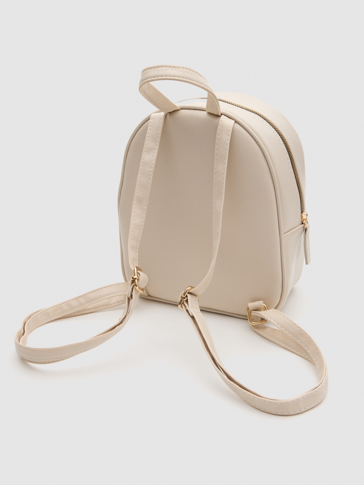 Leatherette backpack white detail view