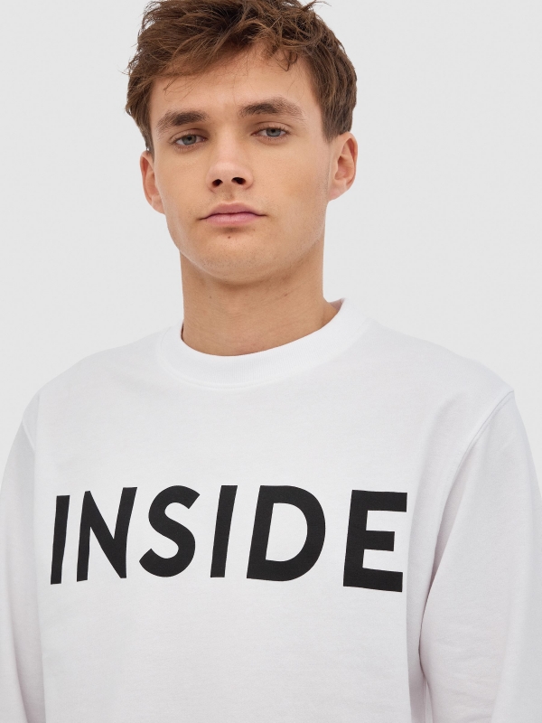Hoodies INSIDE branco vista detalhe
