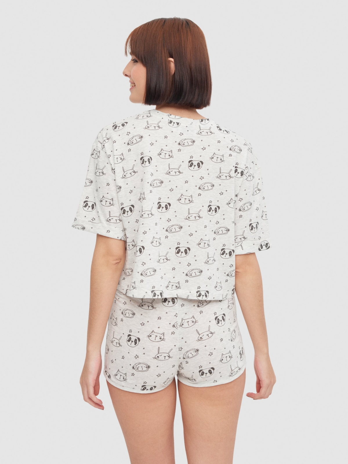 Animal pyjamas light grey back view