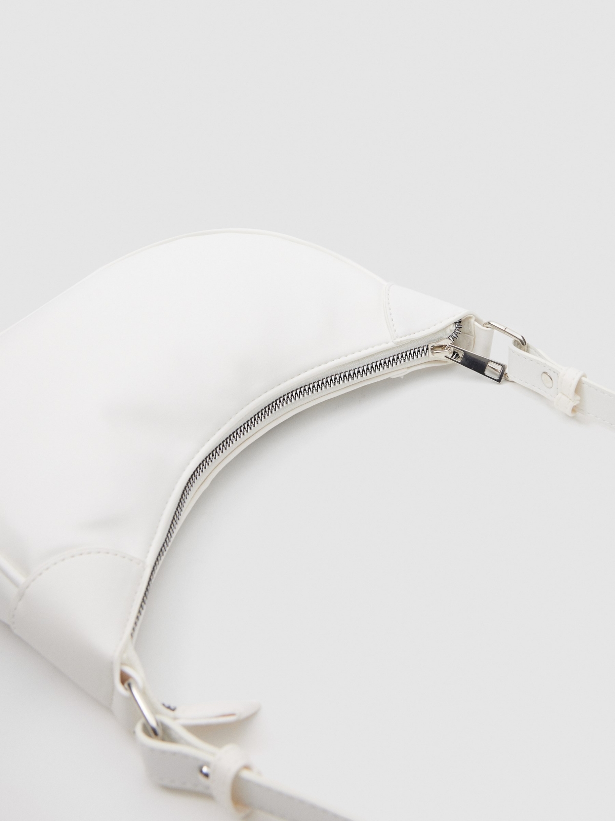 Half moon leatherette bag white detail view