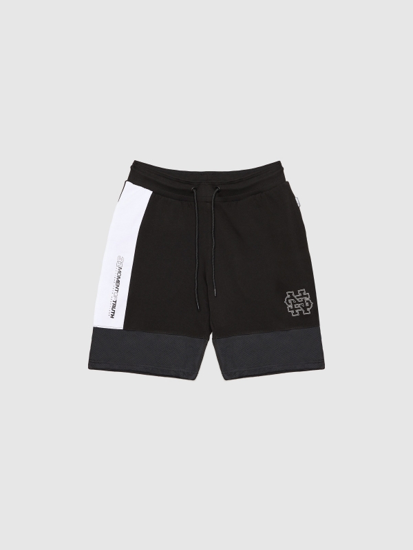 Plush jogger bermuda black front detail view