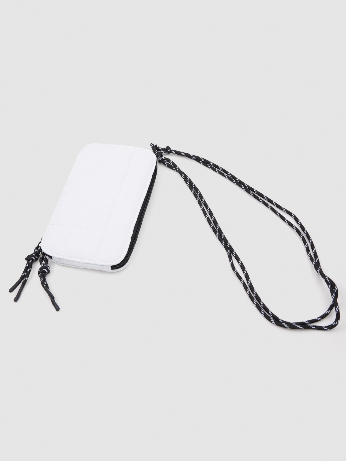 Bolsa para telemóvel branco vista lateral 45º
