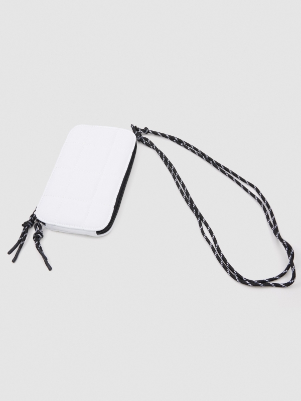 Bolsa para telemóvel branco vista lateral 45º