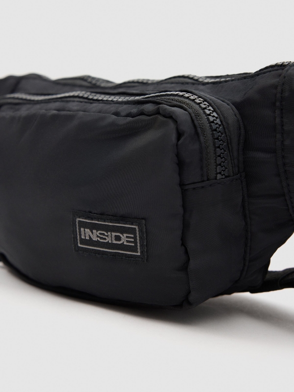 Nylon bum bag black detail view