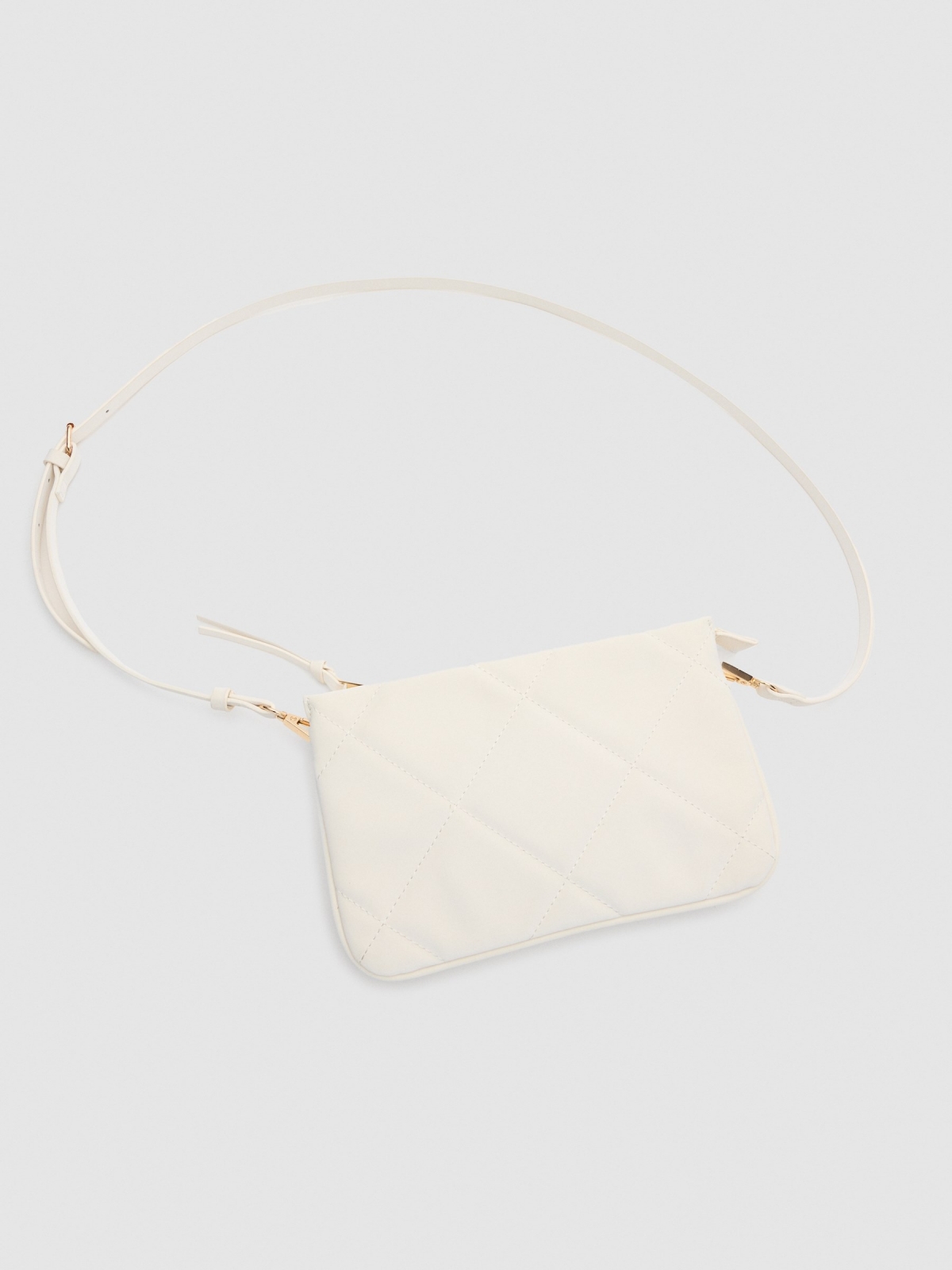 Leatherette shoulder bag ivory 45º side view