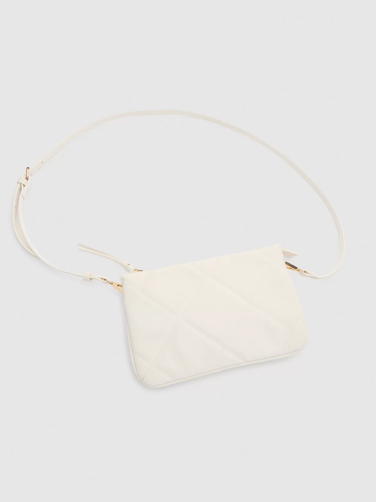 Leatherette shoulder bag ivory 45º side view