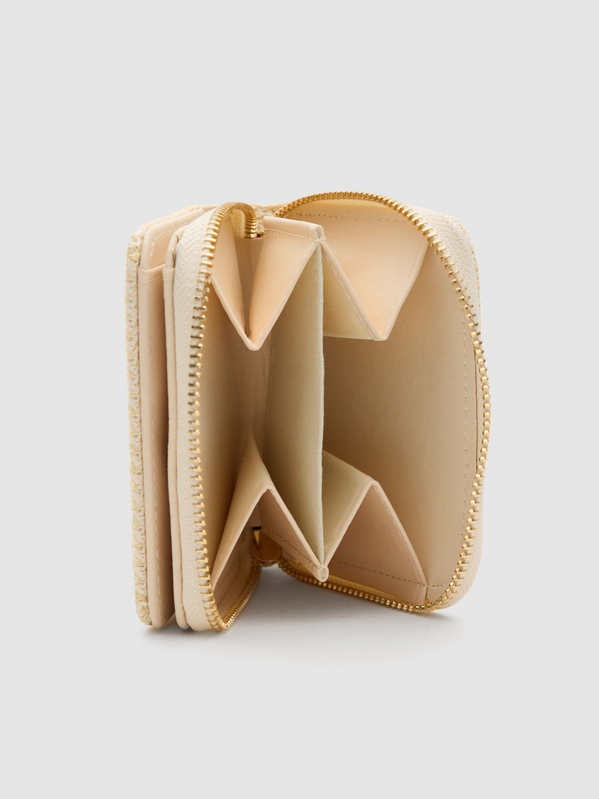 Raffia wallet beige detail view