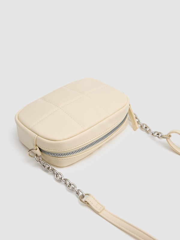 Padded shoulder bag ivory 45º side view