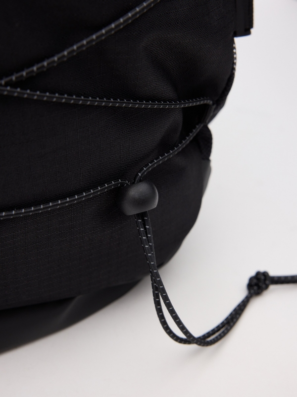 Polyester sports backpack black detail view