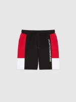 %Pto% Bermudas jogger riscas vermelhas preto