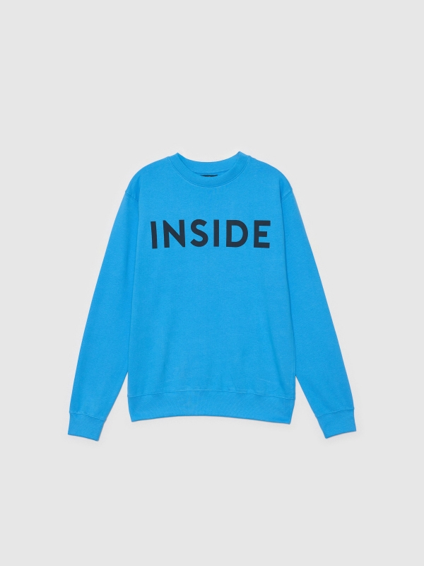 INSIDE hoodless sweatshirt blue detail view