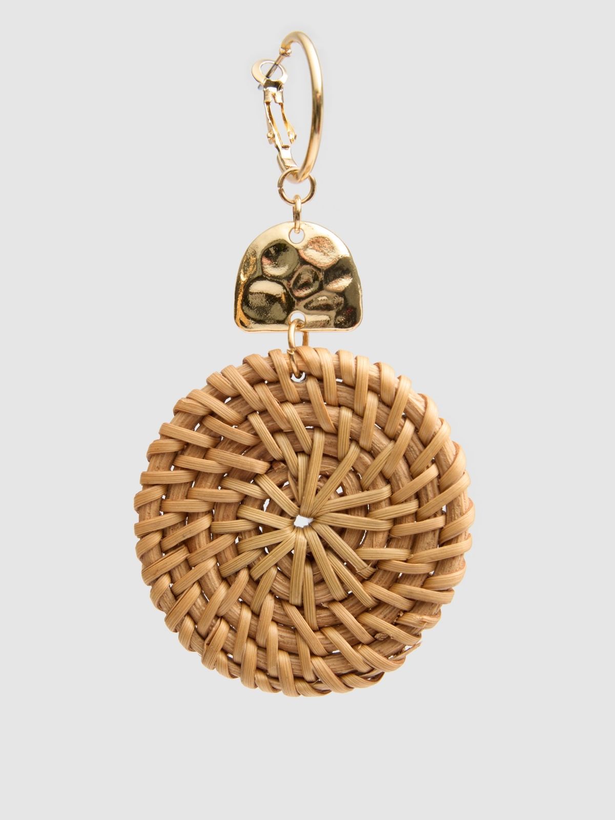 Raffia earrings beige detail view