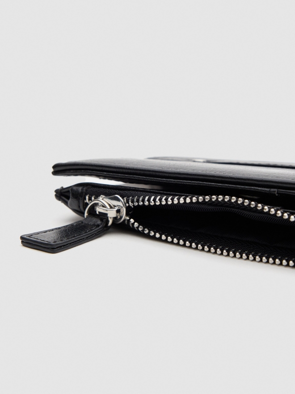 Leatherette wallet studs black 45º side view