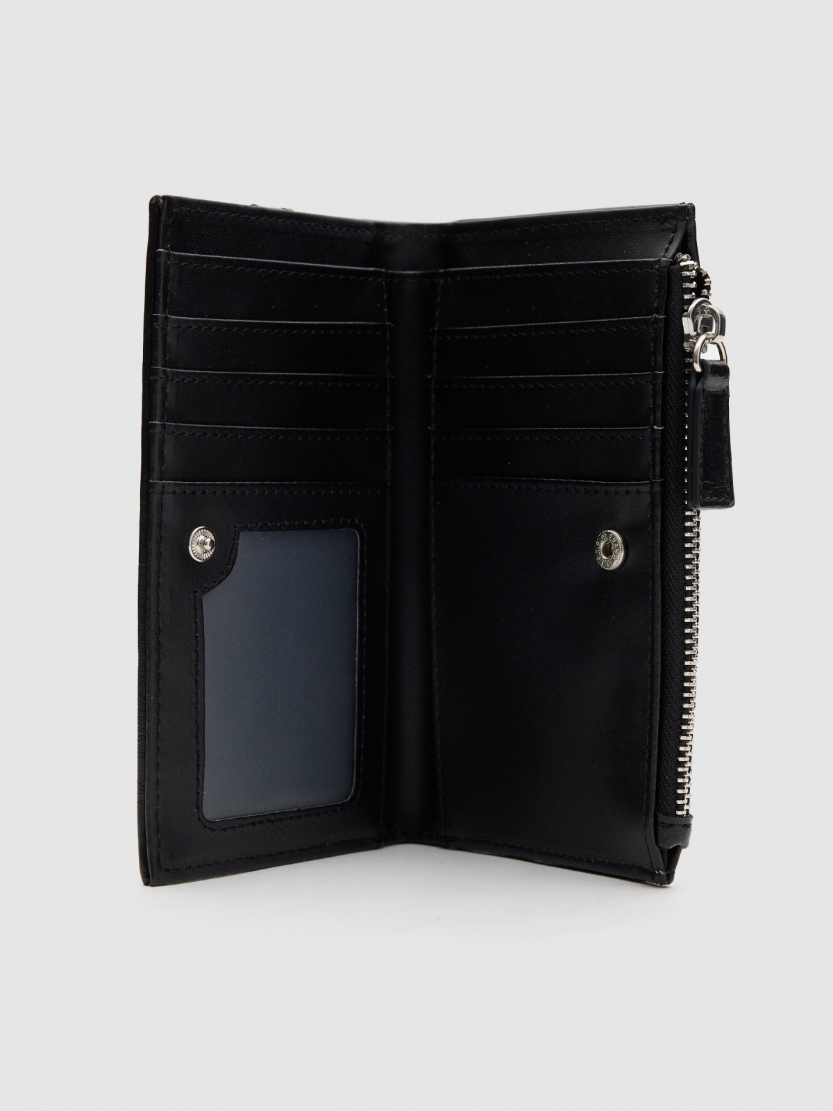 Leatherette wallet studs black detail view