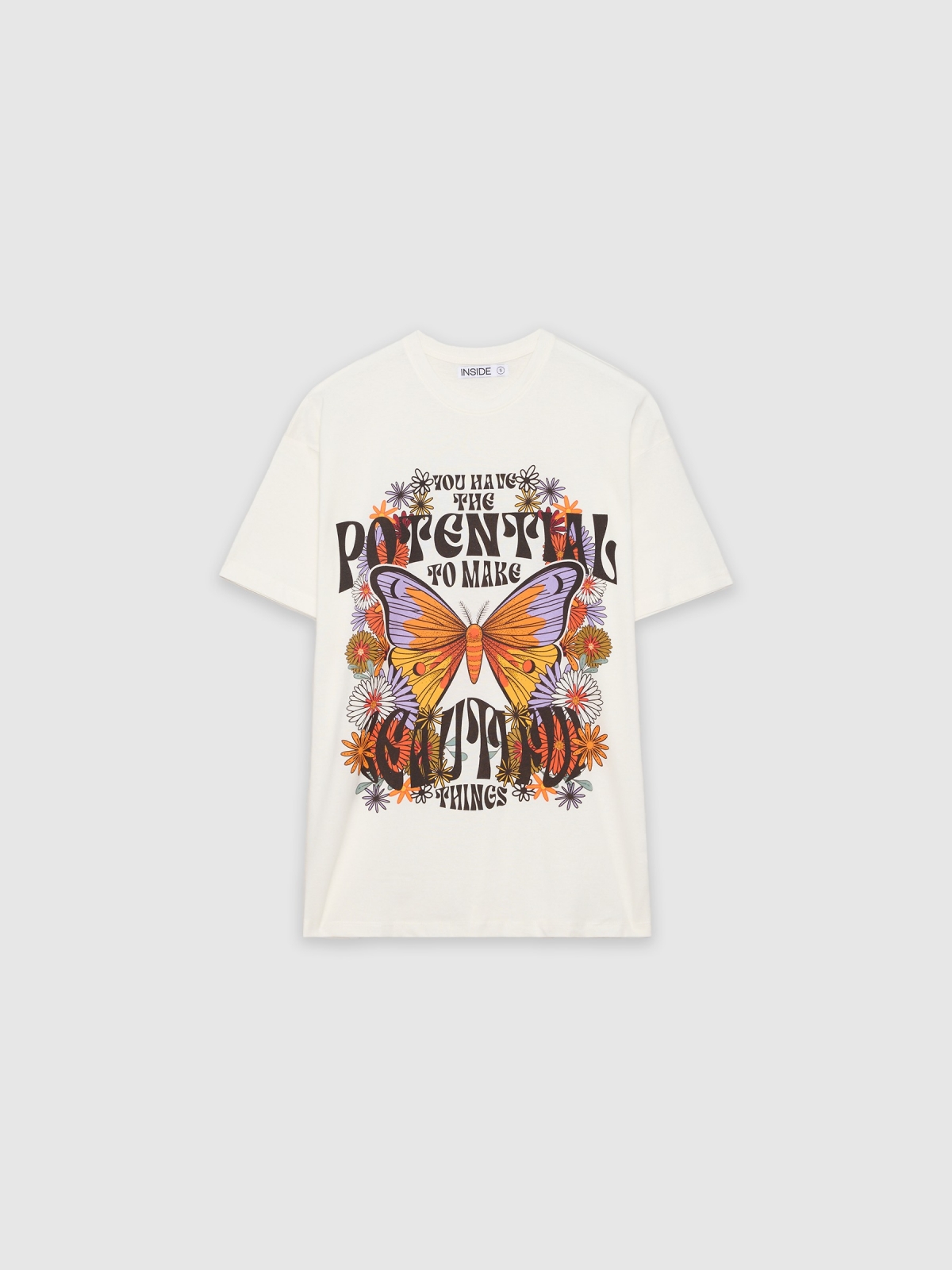 %Pto% Butterfly oversize T-shirt off white