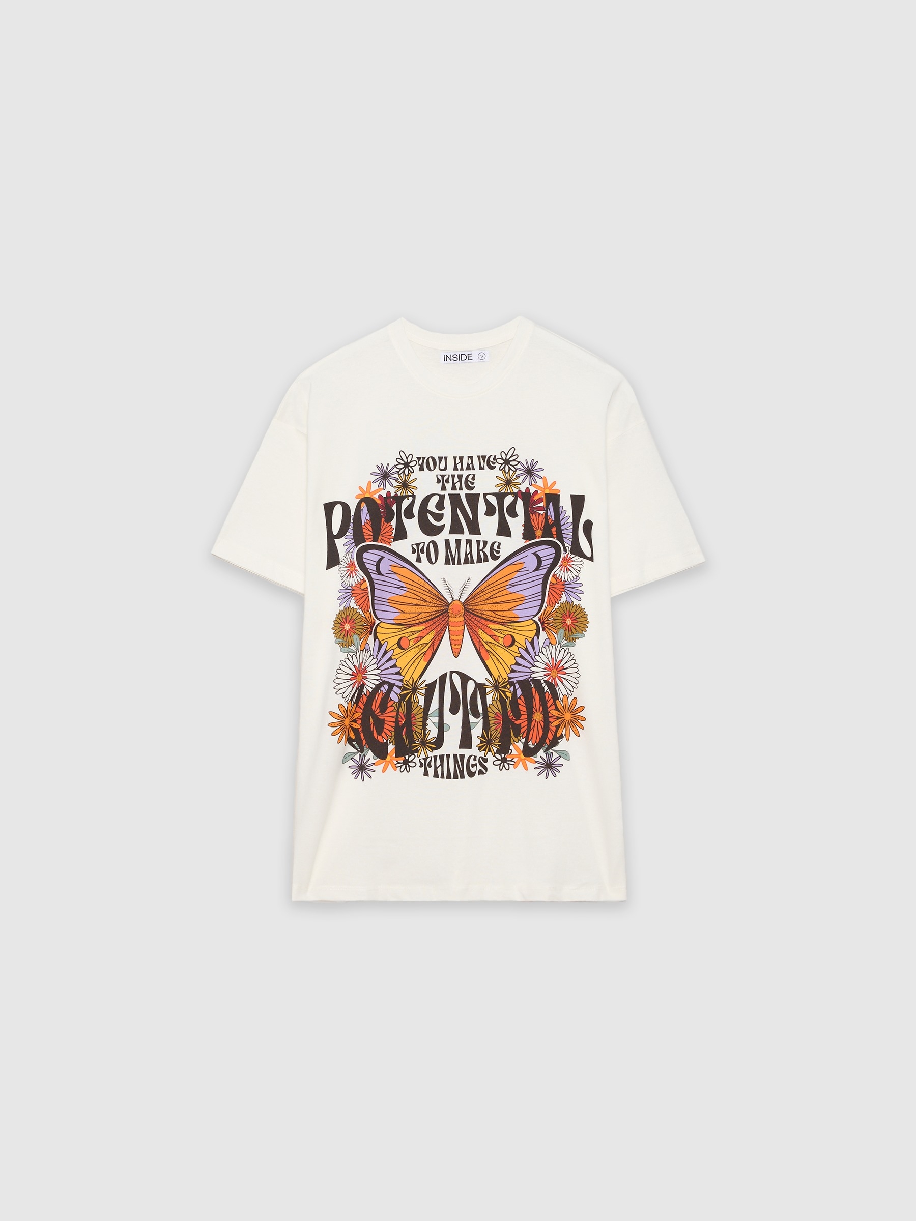 Butterfly oversize T-shirt off white middle front view