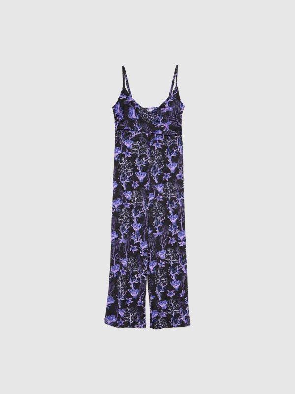  Printed long jumpsuit aubergine