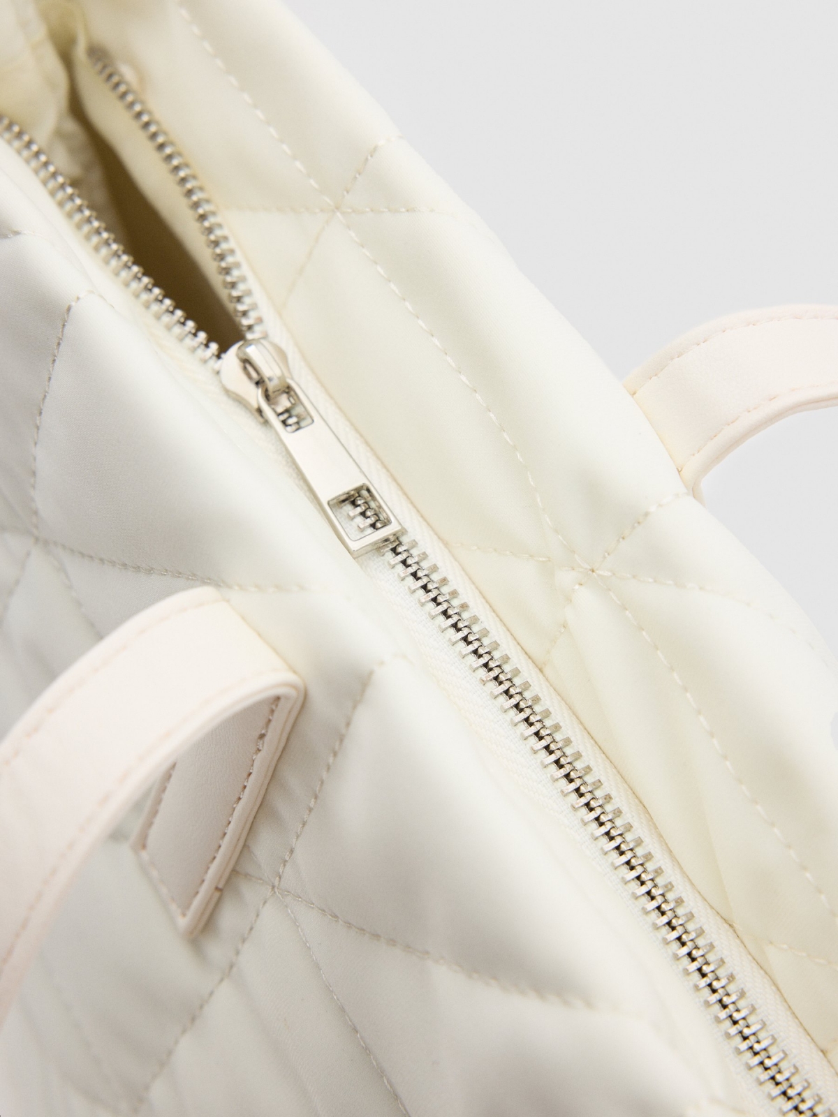 Nylon shopper bag ivory detail view