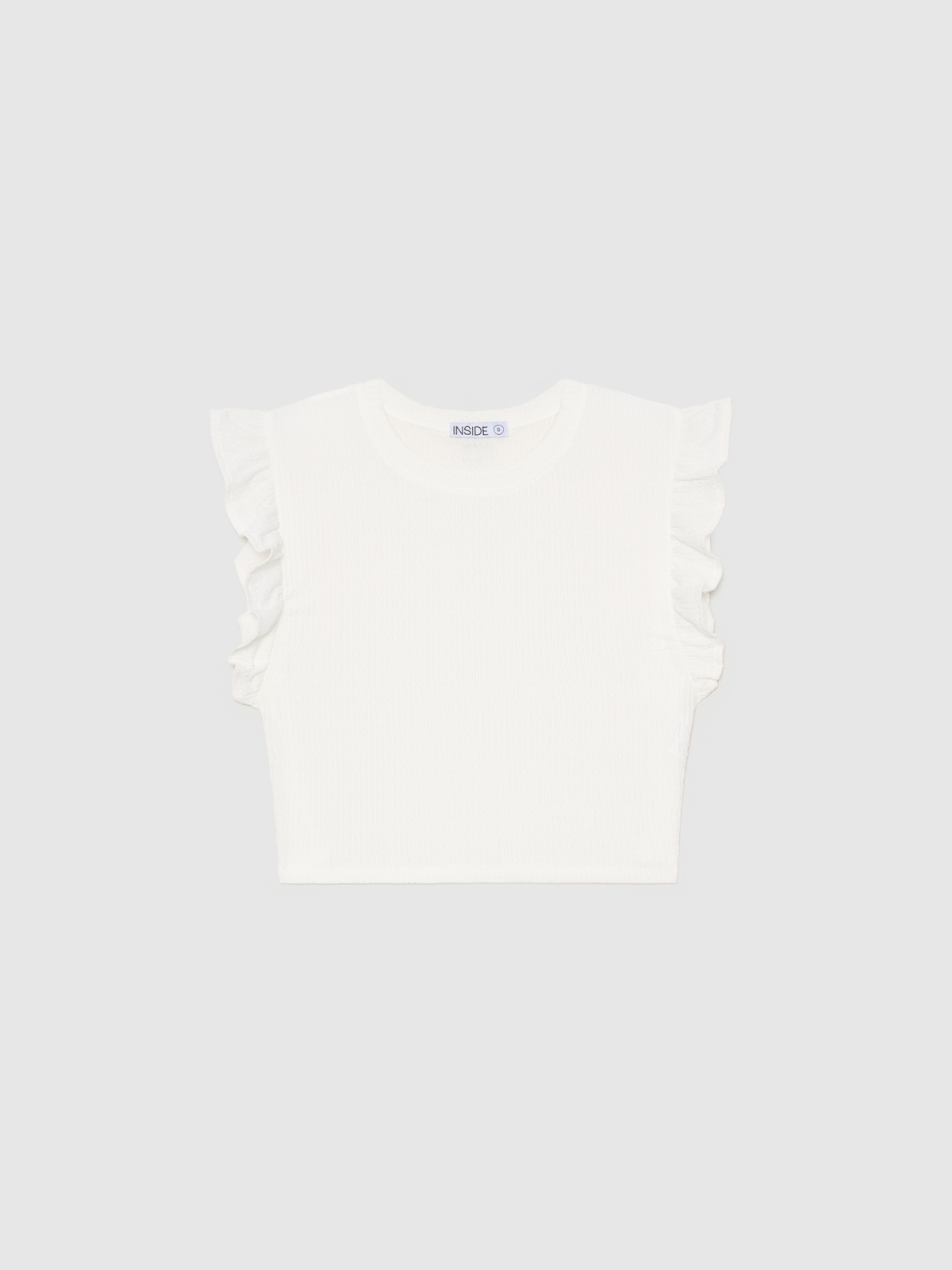  Ruffled sleeveless T-shirt white